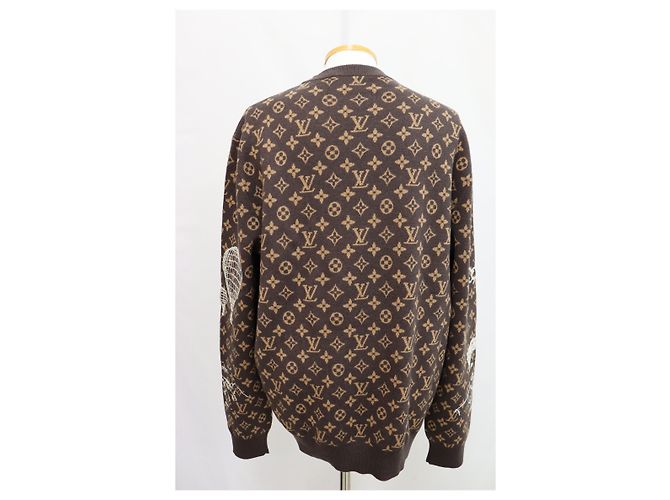 Louis Vuitton Monogram Embroidered Wool Crewneck Black - view 7