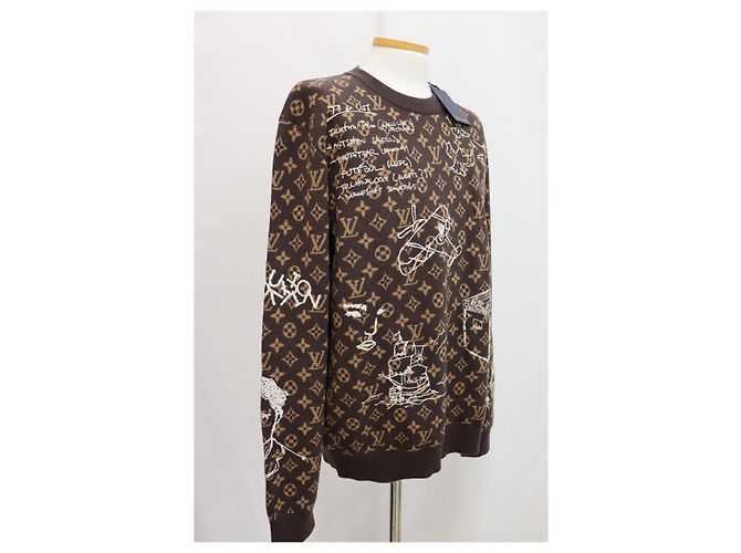 Louis Vuitton Monogram Embroidered Wool Crewneck Black - view 8