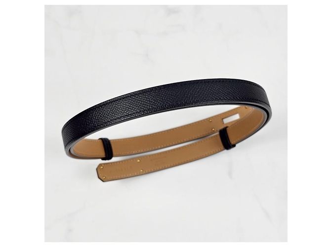 Hermès Cinturón Kelly para mujer negro con hebilla oro rosa Naranja - vista 6