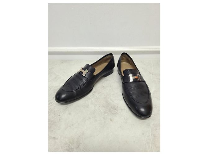 Hermès Mocassini da uomo Black Silver Logo Paris Nero - vista 2