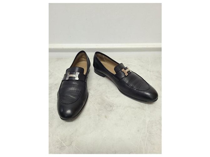 Hermès Mocassini da uomo Black Silver Logo Paris Nero - vista 3