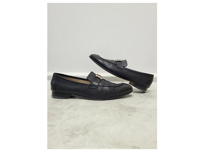 Hermès Mocassini da uomo Black Silver Logo Paris Nero - vista 4