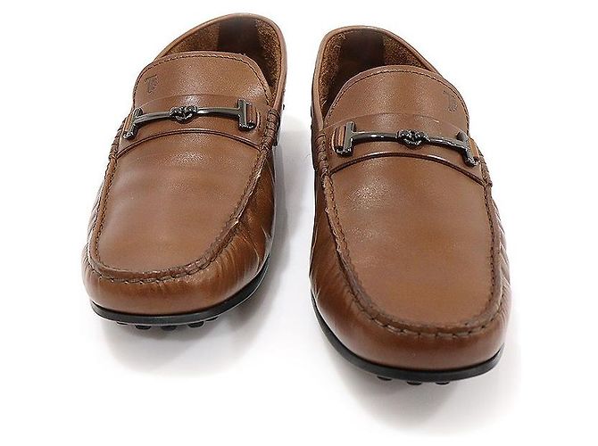 Tod's Mocassini da guida da uomo in pelle marrone Doppia FINE CITY Gommino - vista 2