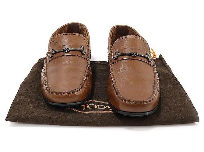 Tod's Mocassini da guida da uomo in pelle marrone Doppia FINE CITY Gommino - vista 3