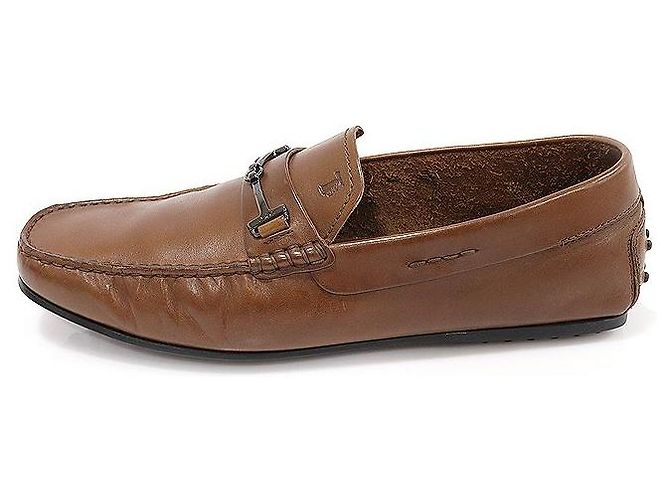 Tod's Mocassini da guida da uomo in pelle marrone Doppia FINE CITY Gommino - vista 4