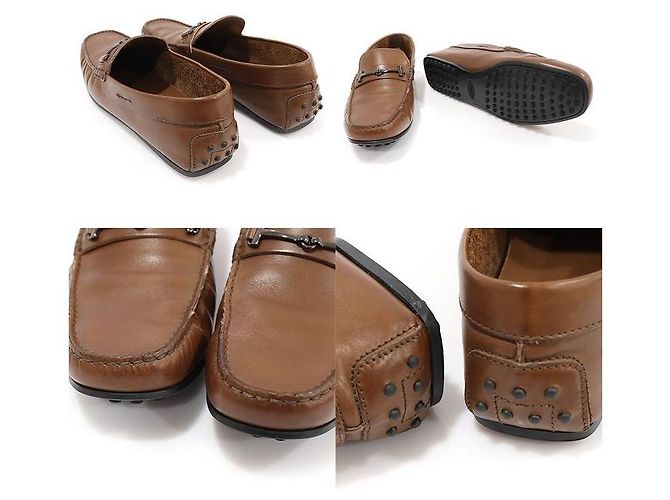 Tod's Mocassini da guida da uomo in pelle marrone Doppia FINE CITY Gommino - vista 5