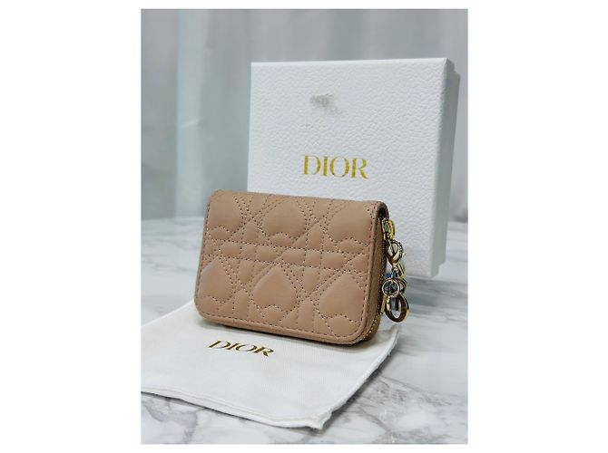 Cannage Dior Portafoglio Lady Heart Stitching Rosa Cipria - vista 2