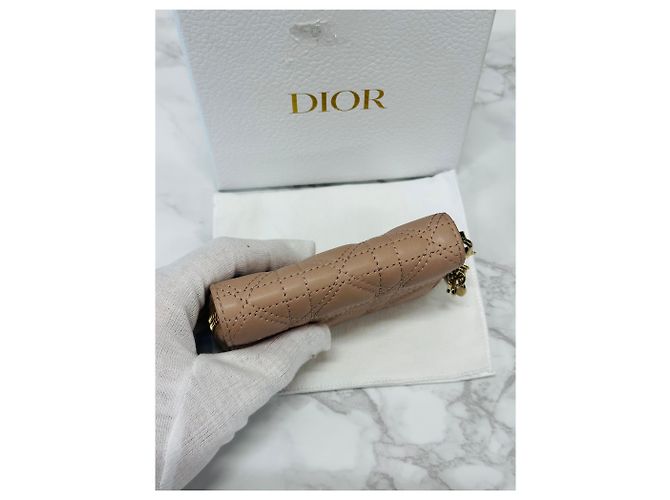 Cannage Dior Portafoglio Lady Heart Stitching Rosa Cipria - vista 6