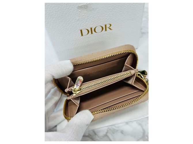 Cannage Dior Portafoglio Lady Heart Stitching Rosa Cipria - vista 7
