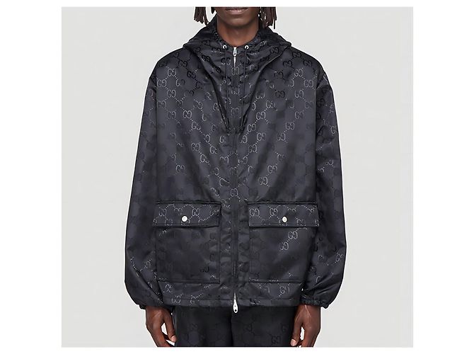 Gucci Felpa con cappuccio in nylon GG Supreme nero - vista 10