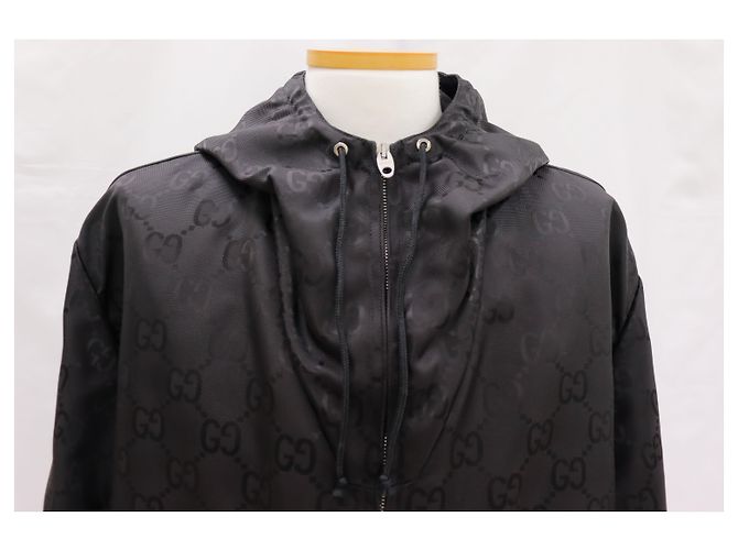 Gucci Felpa con cappuccio in nylon GG Supreme nero - vista 3