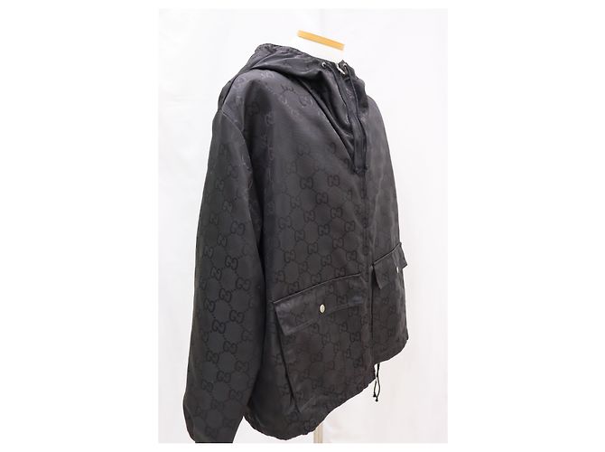 Gucci Felpa con cappuccio in nylon GG Supreme nero - vista 8