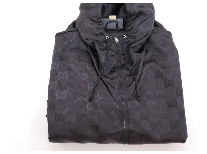 Gucci Felpa con cappuccio in nylon GG Supreme nero - vista 9