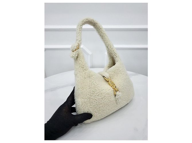 Gucci Borsa a tracolla Jackie Small in shearling a mezzaluna Multicolore - vista 2