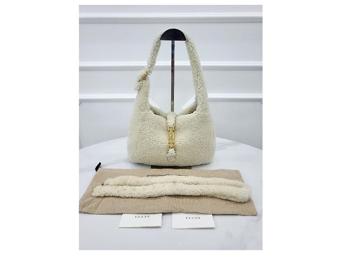 Gucci Borsa a tracolla Jackie Small in shearling a mezzaluna Multicolore - vista 8
