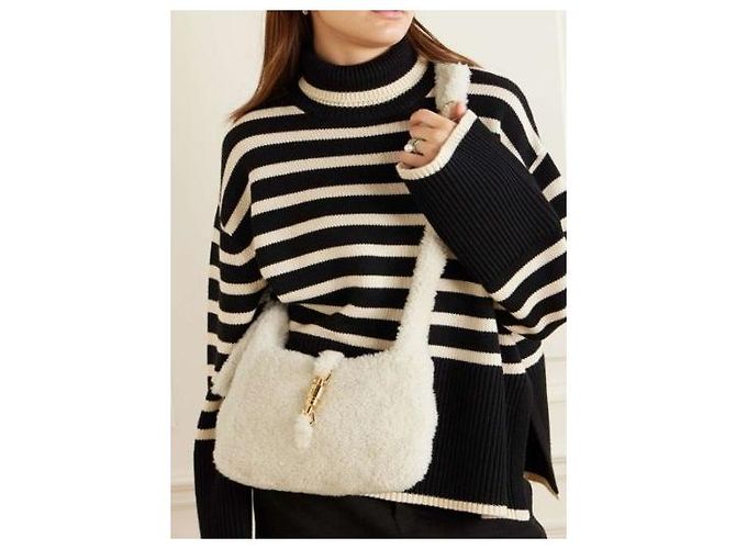 Gucci Borsa a tracolla Jackie Small in shearling a mezzaluna Multicolore - vista 9