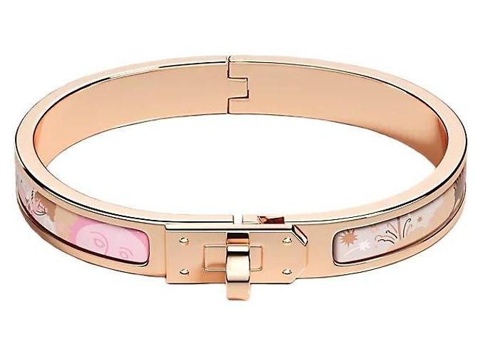 Hermès Bracciale Mini Click Kelly da donna Oro Rosa Arancione - vista 2