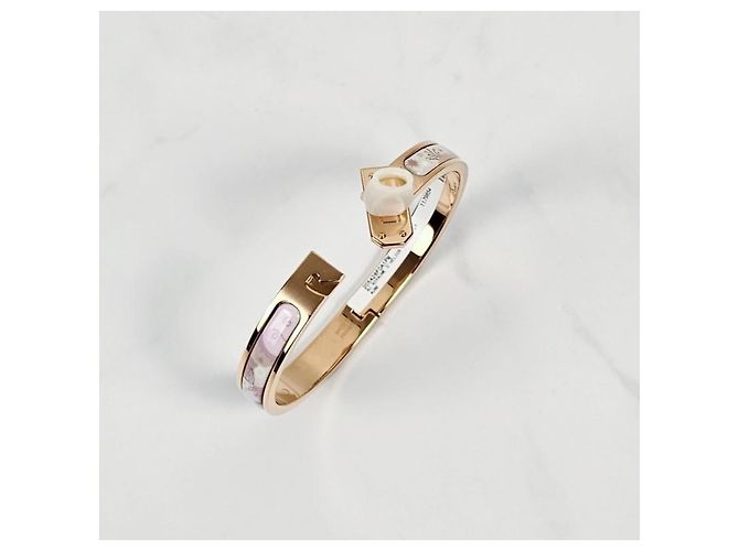 Hermès Bracciale Mini Click Kelly da donna Oro Rosa Arancione - vista 9