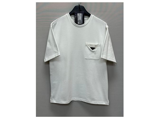 Prada Baumwoll-T-Shirt mit Dreieckslogo Silber - Ansicht 2