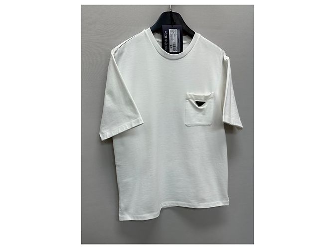 Prada Baumwoll-T-Shirt mit Dreieckslogo Silber - Ansicht 3