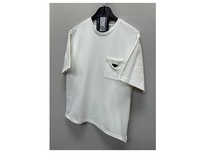 Prada Baumwoll-T-Shirt mit Dreieckslogo Silber - Ansicht 4