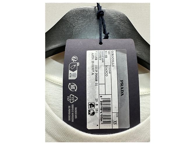 Prada Baumwoll-T-Shirt mit Dreieckslogo Silber - Ansicht 8