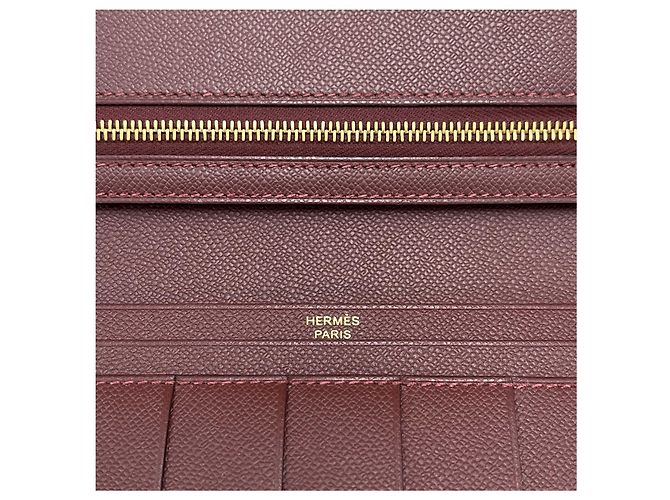 Hermès Lange Brieftasche Beige mit Goldprägung - Geschenk Rot - Ansicht 7