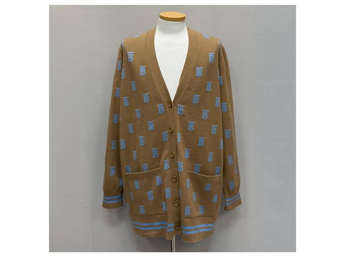 Burberry Monogram Wool Silk Blend Cardigan Brown - view 2