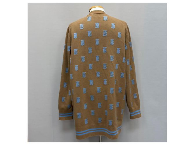 Burberry Monogram Wool Silk Blend Cardigan Brown - view 3