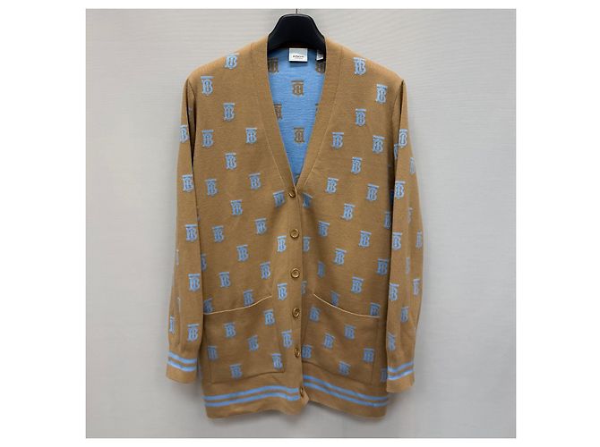 Burberry Monogram Wool Silk Blend Cardigan Brown - view 4
