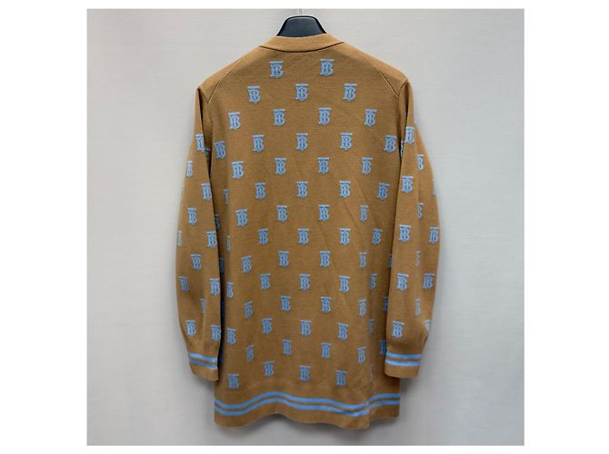 Burberry Monogram Wool Silk Blend Cardigan Brown - view 5