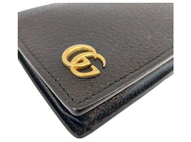 Gucci Portafoglio lungo in pelle GG Marmont con scomparto per documenti Nero Logo Oro Marmont - vista 8