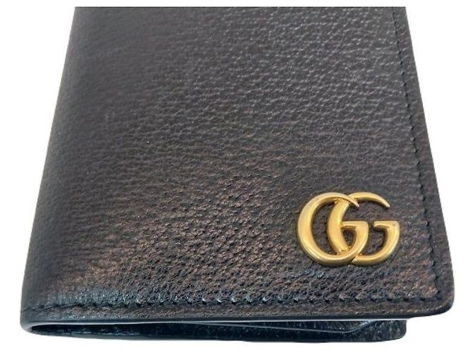 Gucci Portafoglio lungo in pelle GG Marmont con scomparto per documenti Nero Logo Oro Marmont - vista 9