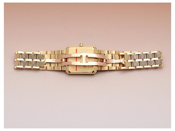 Piaget Protocol Goldene Damenuhr mit großem Diamanten - Ansicht 13