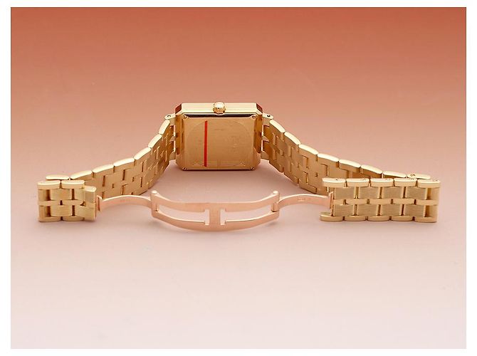 Piaget Protocol Goldene Damenuhr mit großem Diamanten - Ansicht 14