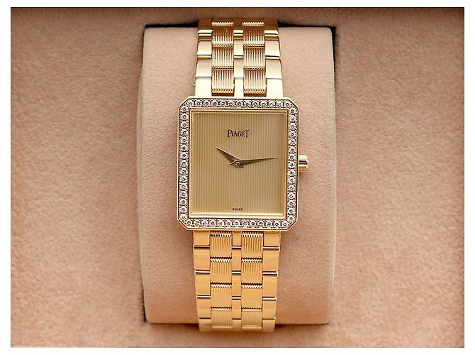 Piaget Protocol Goldene Damenuhr mit großem Diamanten - Ansicht 22