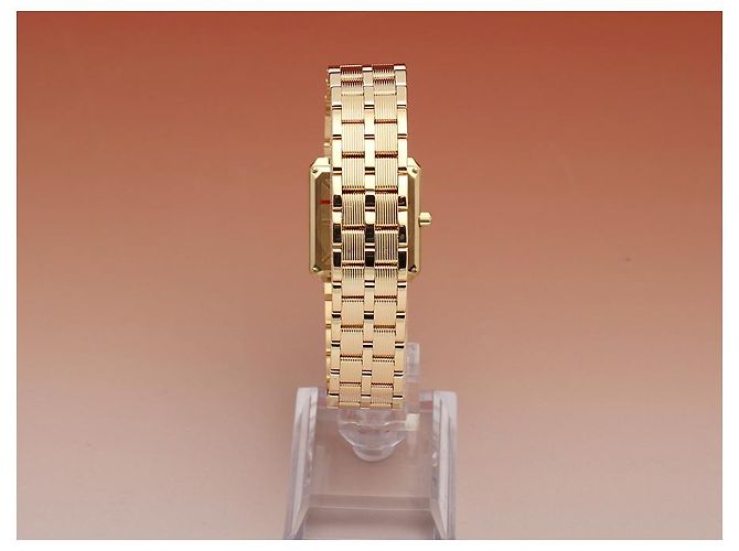 Piaget Protocol Goldene Damenuhr mit großem Diamanten - Ansicht 4