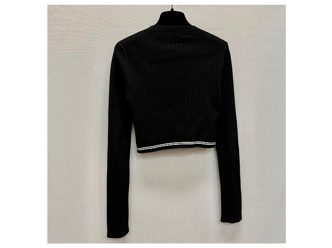 Miu Miu Logo Strickjacke mit Reißverschluss Silber - vista 7