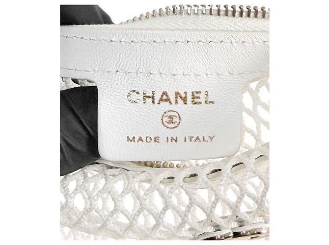 Chanel Borsa hobo a tracolla in mesh bianco - vista 12