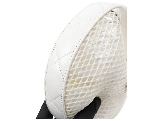 Chanel Borsa hobo a tracolla in mesh bianco - vista 6