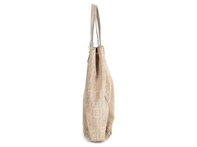 Fendi Borsa shopper a spalla in tela grigia Marrone - vista 2
