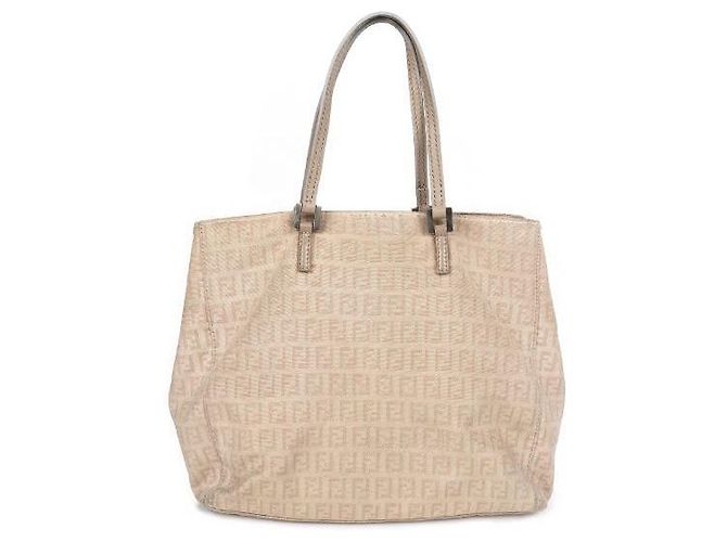 Fendi Borsa shopper a spalla in tela grigia Marrone - vista 3