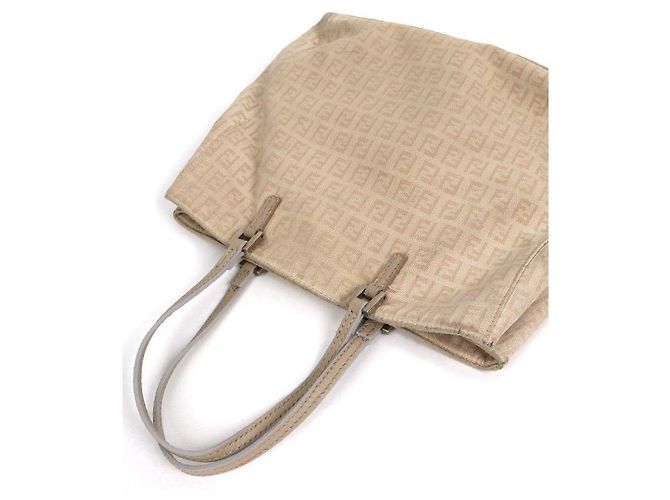 Fendi Borsa shopper a spalla in tela grigia Marrone - vista 7