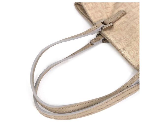 Fendi Borsa shopper a spalla in tela grigia Marrone - vista 8