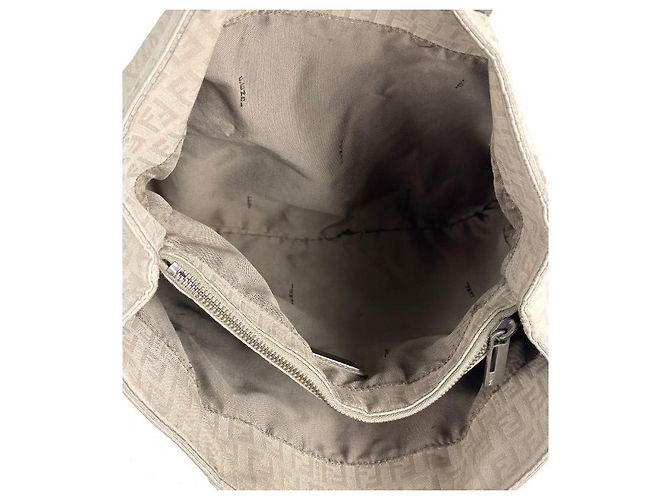 Fendi Borsa shopper a spalla in tela grigia Marrone - vista 9