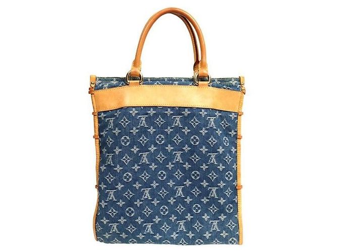 Louis Vuitton Borsa Tote in Denim Monogram Blu - vista 3