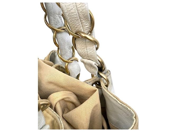 Chanel Borsa a tracolla in tessuto beige - vista 11