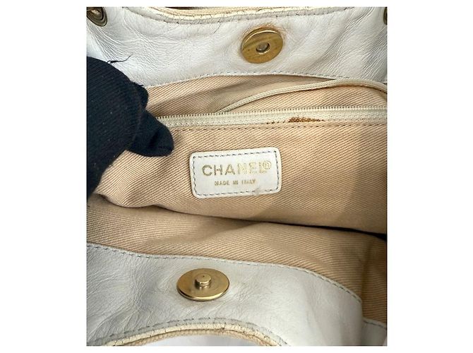 Chanel Borsa a tracolla in tessuto beige - vista 9