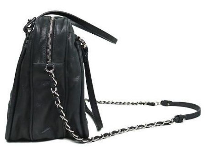 Chanel Borsa a Spalla Black Glazed Quilted CC Chain Nero - vista 2
