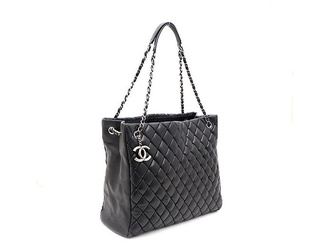 Chanel Borsa Shopper e Borsa a Spalla in Pelle di Agnello Bubble Nero - vista 2